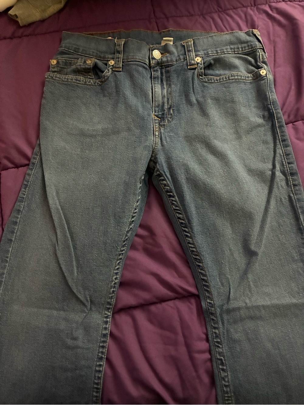 True Religion Slim Straight Jeans in Washed Blue